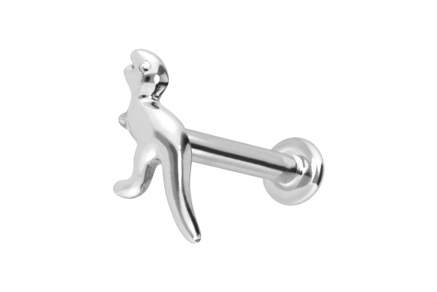 14 Karat Gold Labret Piercing mit Innengewinde DINOSAURIER